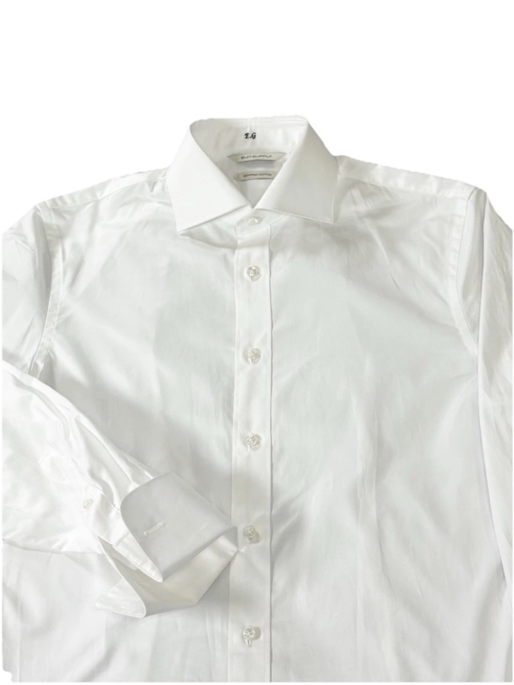 Suitsupply Formal Shirt French Cuff Men’s 38 White Slim Fit Egyptian Cotton